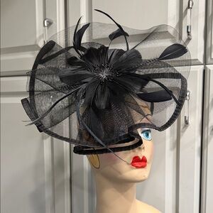Mesh Feather Elegant Black Fascinator Clip Hat. (I have 3 left) $30 each
